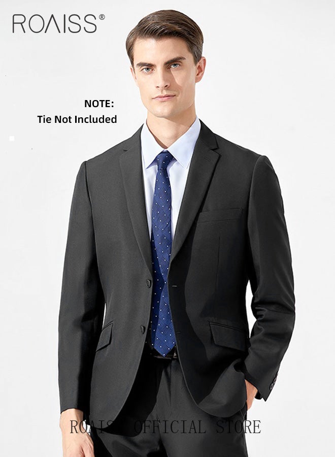 3 Pieces Slim Suits of Formal Clothes for Men Business Casual Dress Set Involves Jacket Shirt and Trousers with Lapel Collar and 2 Buttons Single Breasted Buttons