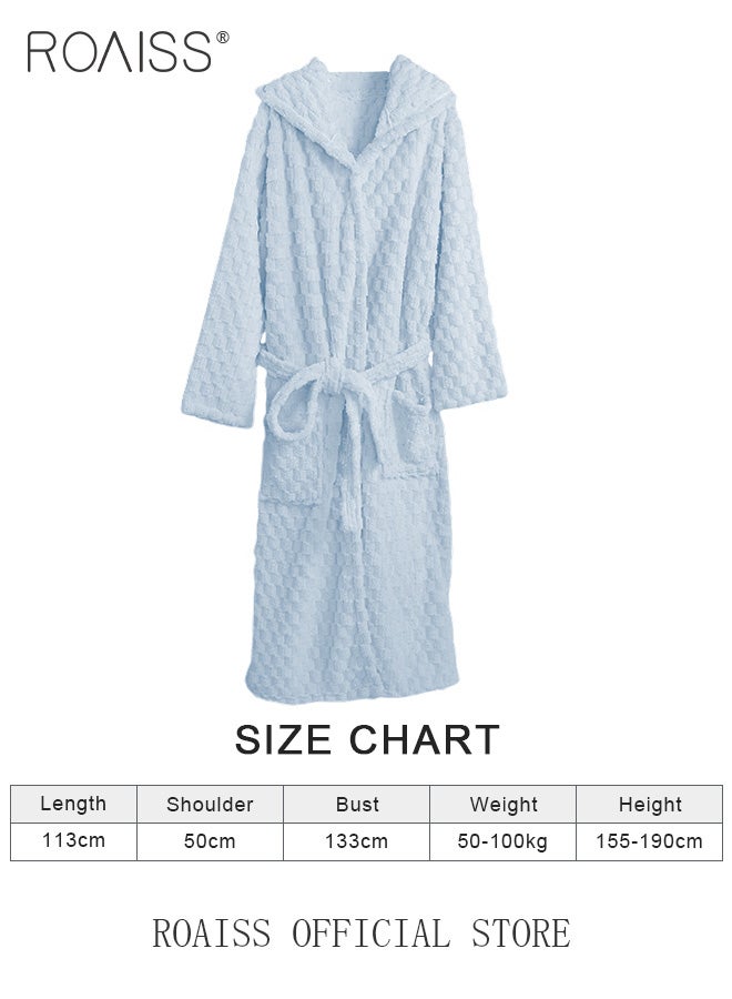 Thicken Absorbent Bathrobe Unisex Cloud Pattern Coral Fleece Sleepwear Autumn Winter Ladies Lightweight Soft Non Shedding Robe with Hood