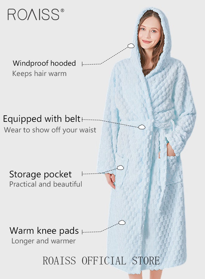 Thicken Absorbent Bathrobe Unisex Cloud Pattern Coral Fleece Sleepwear Autumn Winter Ladies Lightweight Soft Non Shedding Robe with Hood