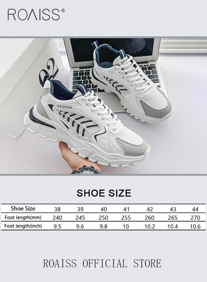 Casual Versatile Chunky Sneakers for Men Soft Breathable Wear Resistant Outdoor Running Shoes with Lace up and Low Top Design