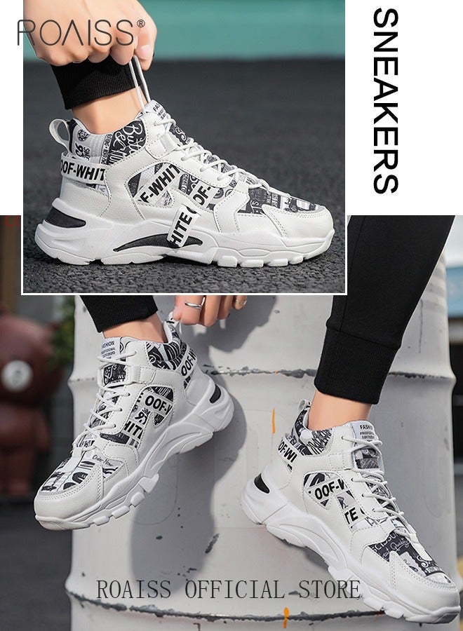 High Top Chunky Sneakers Stylish and Versatile Basketball Shoes Casual Breathable Running Shoe for Men and Teenagers