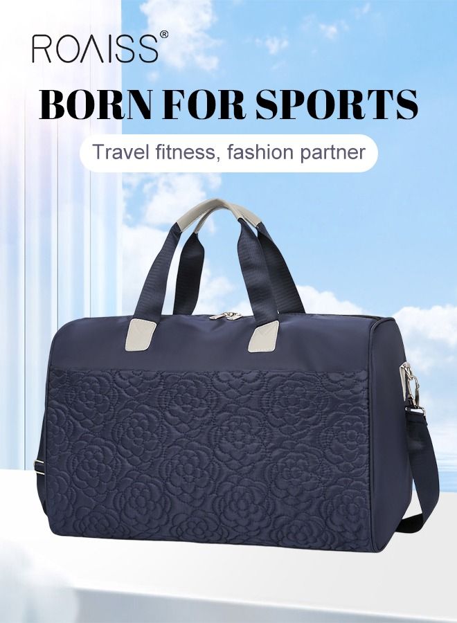 Floral Travel Duffel Bag Large Capacity Lightweight Waterproof Oxford Fabric Multipurpose Shoulder Luggage Bag for Fitness Sports Training Trip for Unisex