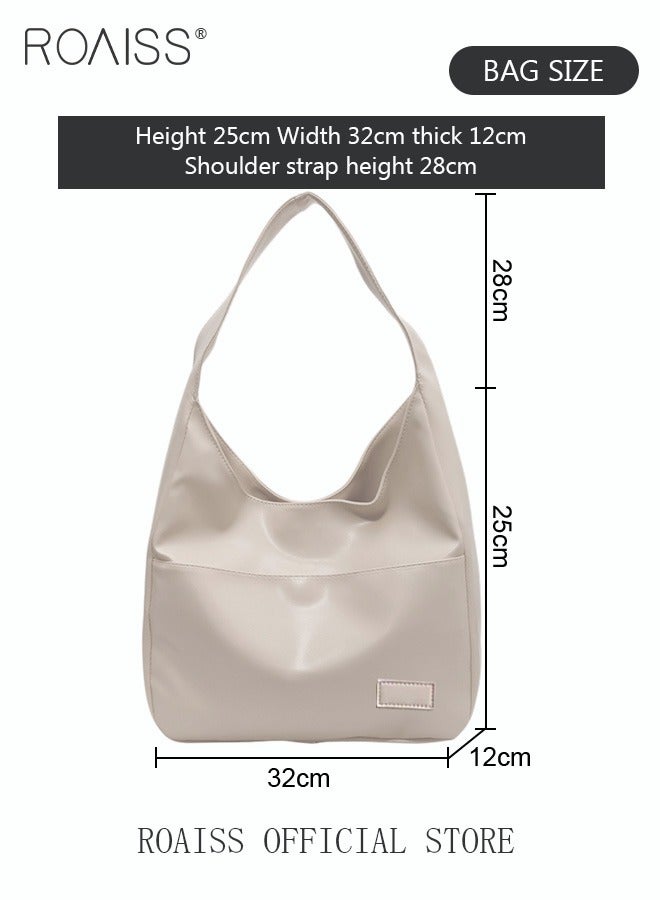 Women's Large Capacity Commuter Bag Tote Bag Simple Solid Color PU Material