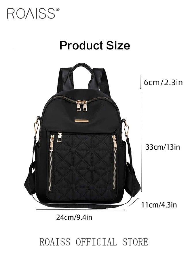 Versatile Quilted Zipper Backpack for Women Minimalist Large Capacity Lightweight Shoulder Bag with Multi Pockets Suitable for Girls for Commute Travel Waterproof Daypack with Quality Hardware Buckle