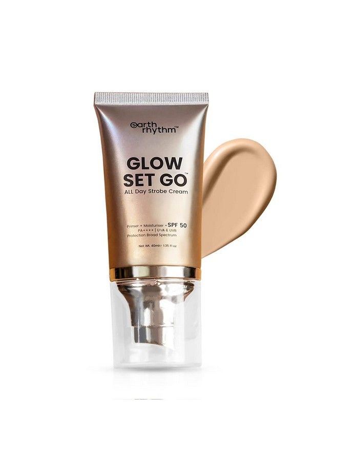 Glow Set Go Multipurpose Strobe Cream Spf 50 Pa++++; Used As Moisturizer Primer Highlighter; Cocoa Butter Vitamin E Pearly Glow 40Ml