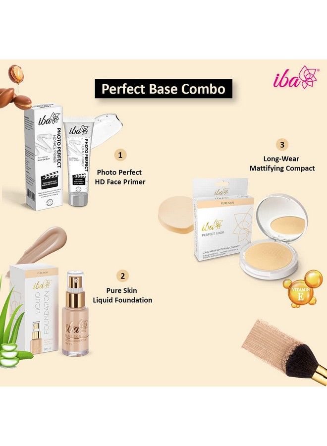 Primer + Foundation + Compact Combo Ivory Fair 30 Millilitre L Long Lasting Full Coverage Base Makeup L Vegan & Cruelty Free