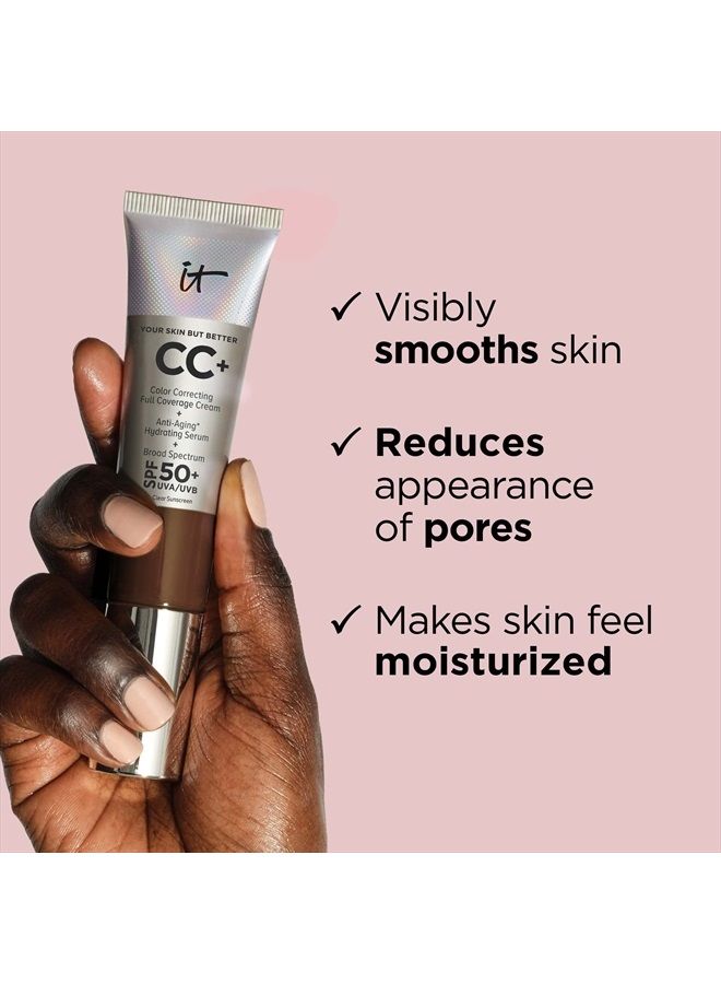 Your Skin But Better CC+ Cream Travel Size, Medium (W) - Color Correcting Cream, Full-Coverage Foundation, Hydrating Serum & SPF 50+ Sunscreen - Natural Finish - 0.406 fl oz