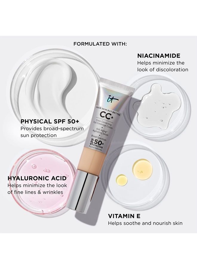 Your Skin But Better CC+ Cream Travel Size, Medium (W) - Color Correcting Cream, Full-Coverage Foundation, Hydrating Serum & SPF 50+ Sunscreen - Natural Finish - 0.406 fl oz