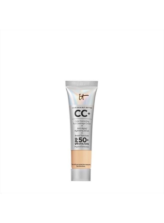 Your Skin But Better CC+ Cream Travel Size, Medium (W) - Color Correcting Cream, Full-Coverage Foundation, Hydrating Serum & SPF 50+ Sunscreen - Natural Finish - 0.406 fl oz