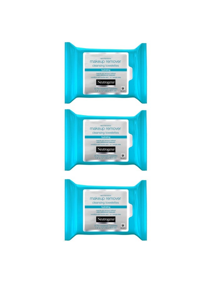 Makeup Remover Cleansing Towelettes Daily Face Wipes To Remove Dirt Oil Makeup & Waterproof Mascara 25 Ct. (Pack Of 3)