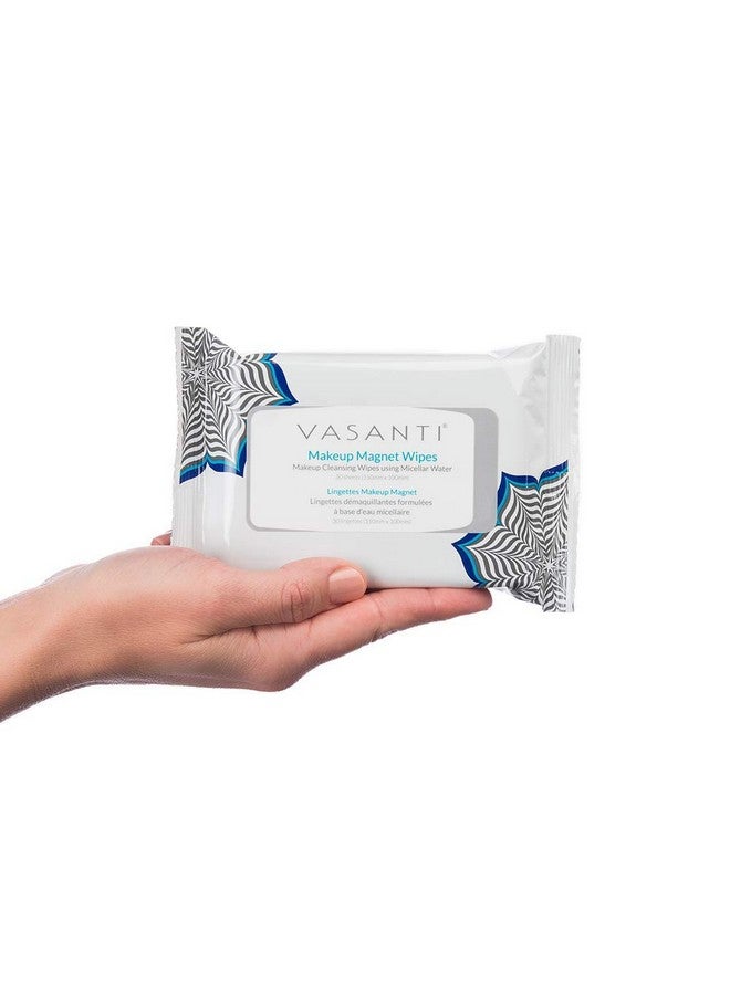 Vasanti Makeup Magnet Wipes Gentle Facial Makeup Remover Cleansing Wipes With Micellar Water Paraben And Cruelty Free Vegan Friendly