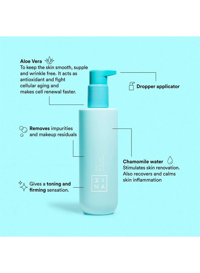 MAKEUP - Vegan - Cruelty Free - The Blue Gel Cleanser - Blue - Makeup remover - Refreshing micellar formula - Aloe & Hamamelis - Smooths, calms, refresh and purifies skin