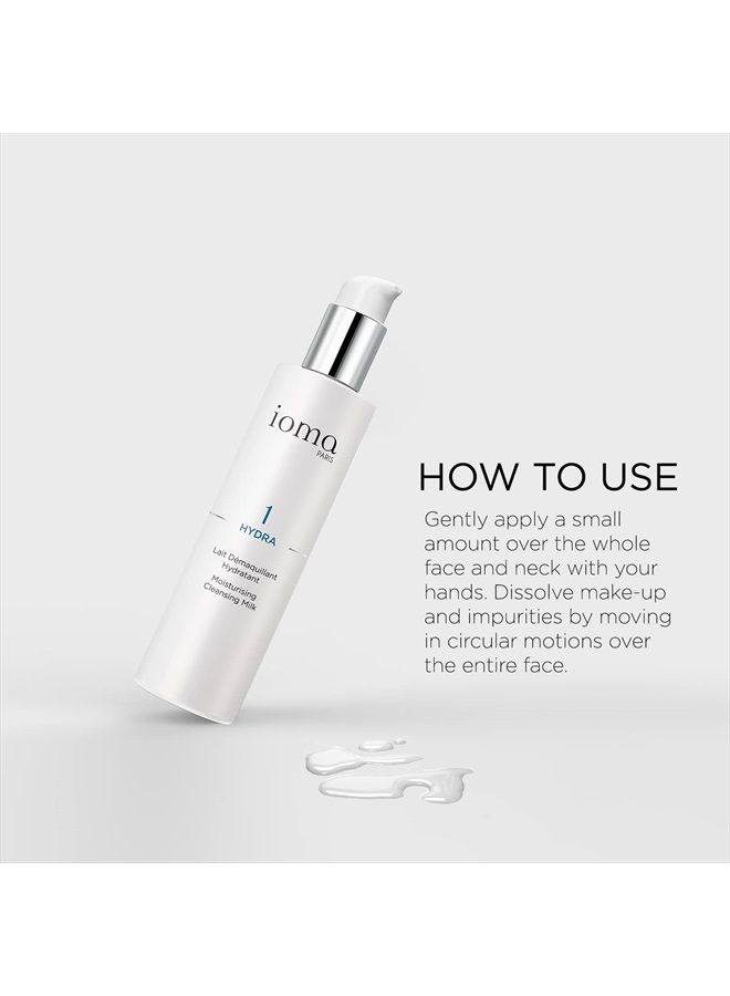 Ioma Paris - HYDRA Moisturizing Cleansing Milk - Hydrating and Cleansing Face Gel that Removes Makeup and Moisturizes Skin, Make-Up Remover for All Skin Types, (200 ml)