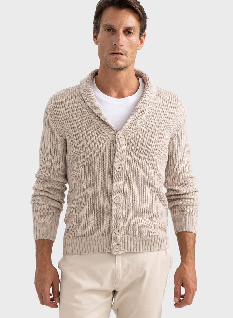 Shawl Collar Knitted Cardigan