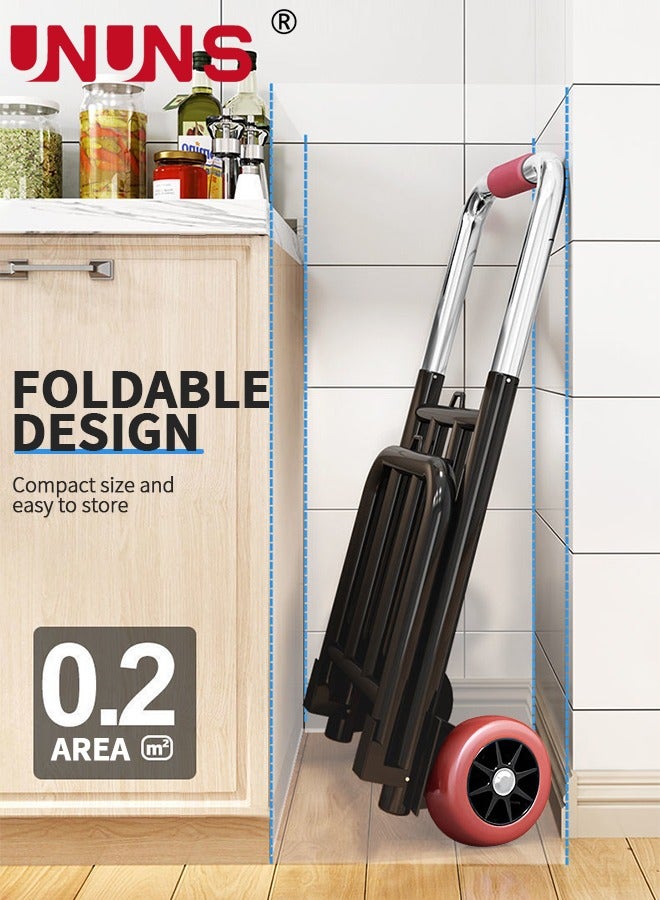 Foldable Hand Truck,Heavy Duty Luggage Trolley Cart With Telescoping Handle And Rubber Wheels,For Luggage,Travel,Auto,Moving And Office Use