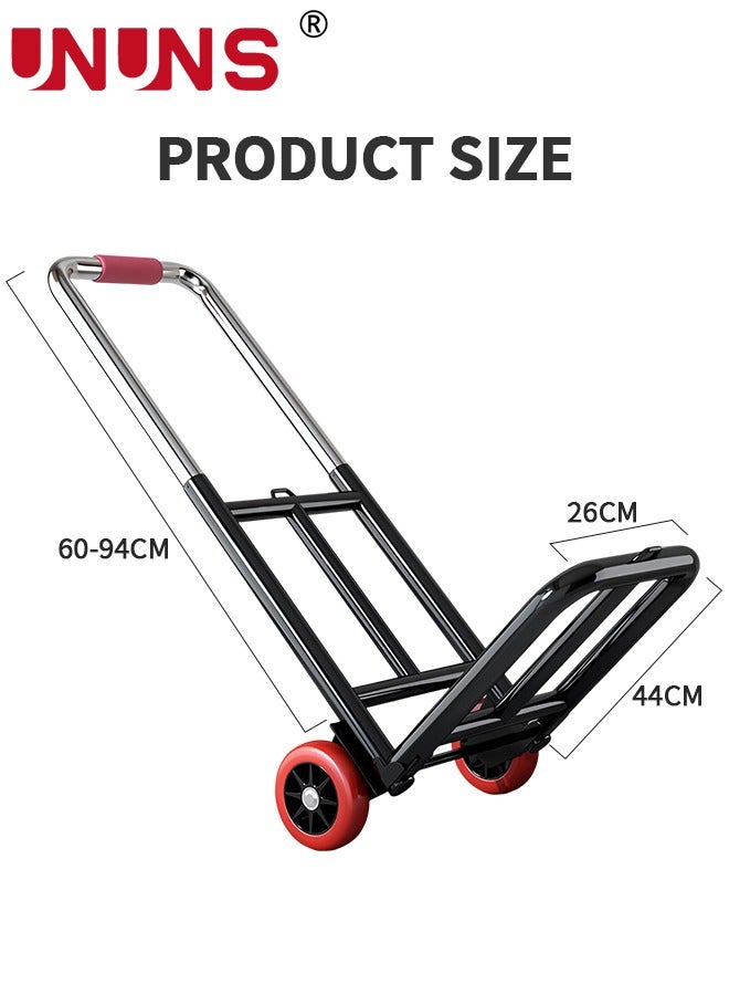 Foldable Hand Truck,Heavy Duty Luggage Trolley Cart With Telescoping Handle And Rubber Wheels,For Luggage,Travel,Auto,Moving And Office Use