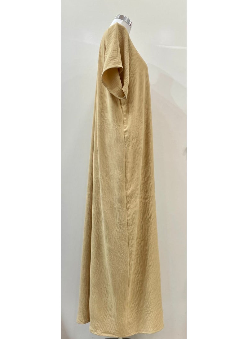 Ladies Plain Dress Crepe and Polyester Blend Light Gold Color