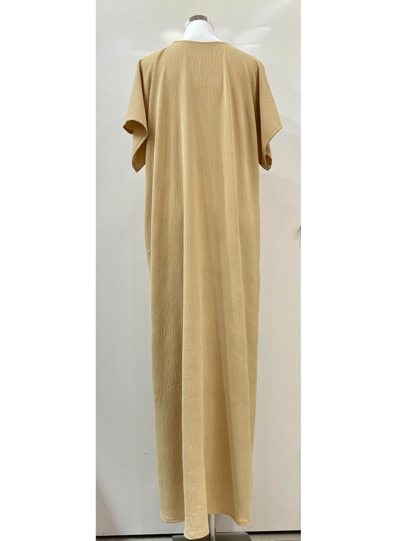 Ladies Plain Dress Crepe and Polyester Blend Light Gold Color