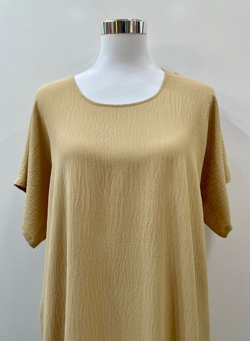 Ladies Plain Dress Crepe and Polyester Blend Light Gold Color
