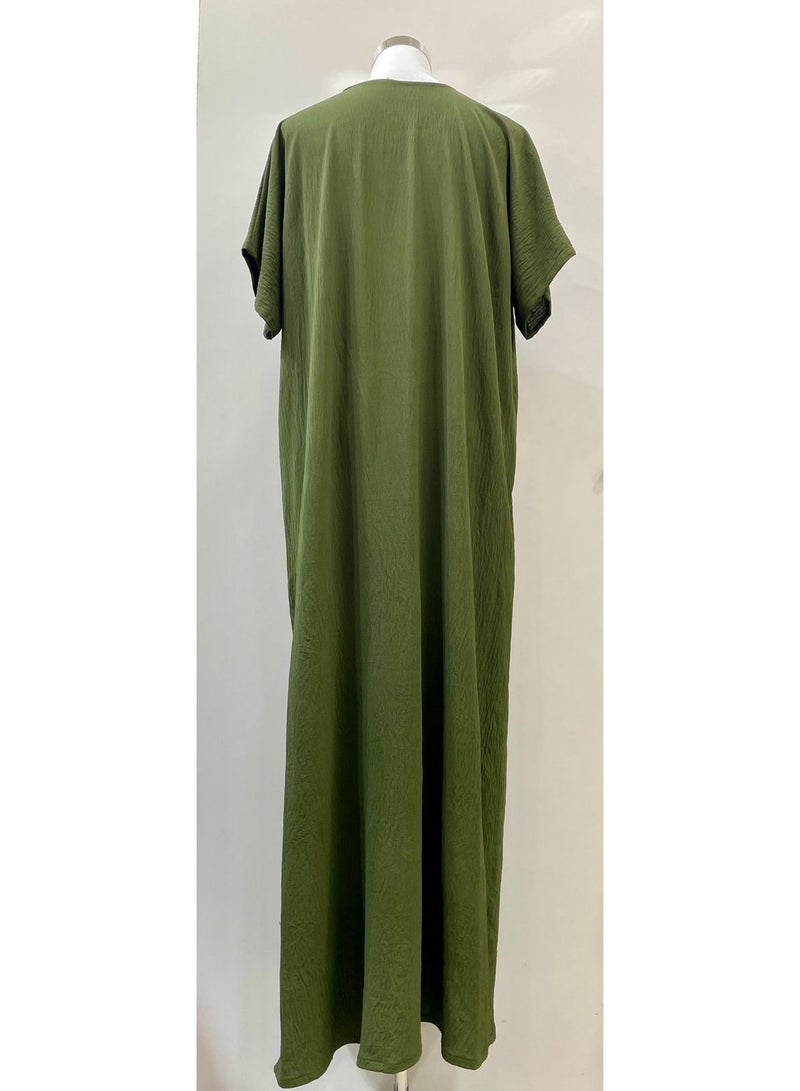 Ladies Plain Dress Crepe and Polyester Green Color