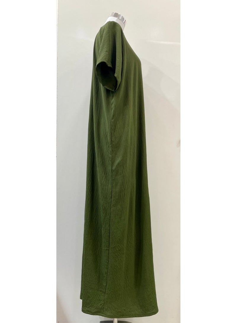 Ladies Plain Dress Crepe and Polyester Green Color