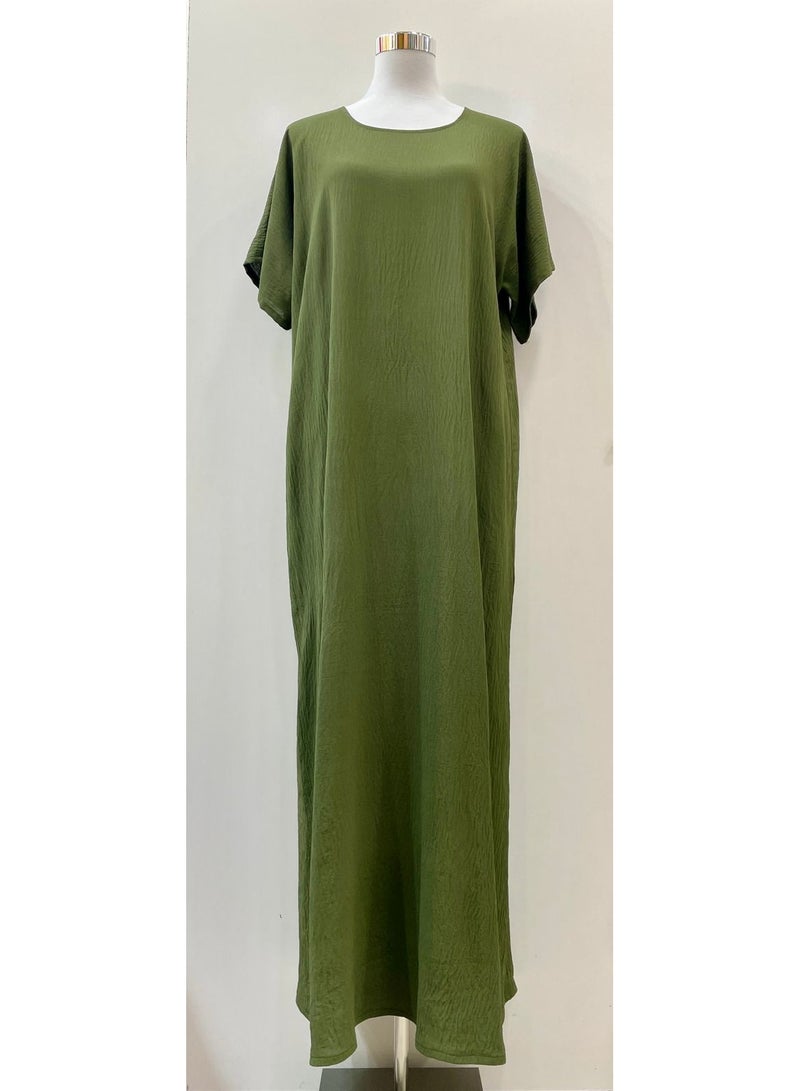 Ladies Plain Dress Crepe and Polyester Green Color
