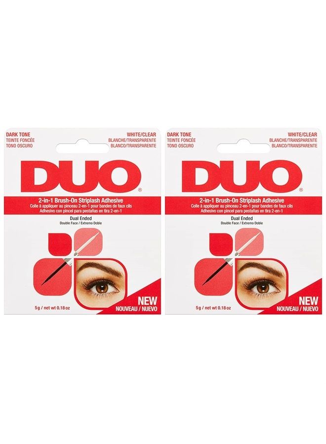 DUO Adhesives, 2-in-1 Brush On Clear & Dark Adhesive, 2-Packs