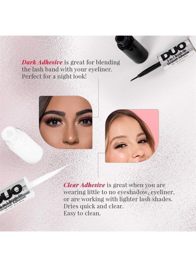 DUO Adhesives, 2-in-1 Brush On Clear & Dark Adhesive, 2-Packs