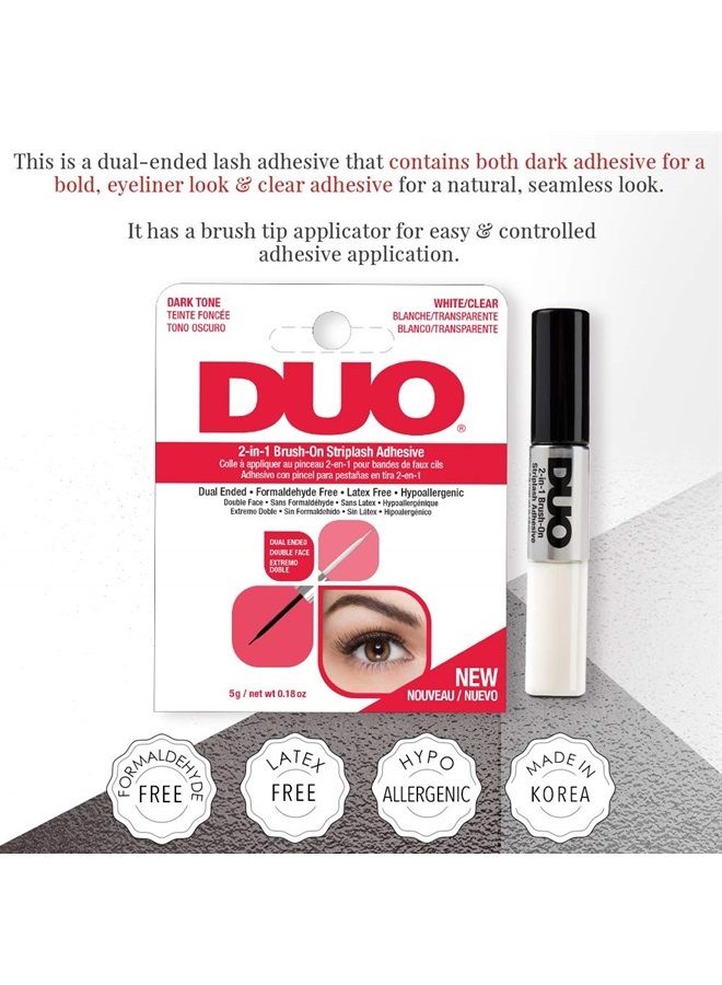 DUO Adhesives, 2-in-1 Brush On Clear & Dark Adhesive, 2-Packs