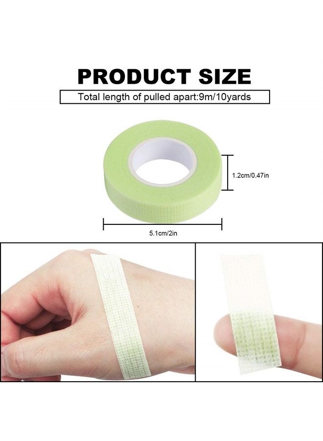 Eyelash Extensions Tape 6pcs Green Adhesive Fabric Lash Extensions Tape, Individual Eyelashes Tape Breathable Micropore Fabric Tape for Eyelash Extension Supplies Use (Green)