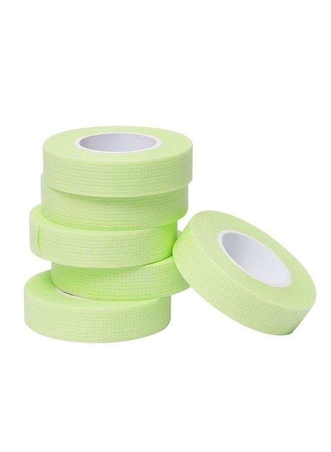 Eyelash Extensions Tape 6pcs Green Adhesive Fabric Lash Extensions Tape, Individual Eyelashes Tape Breathable Micropore Fabric Tape for Eyelash Extension Supplies Use (Green)