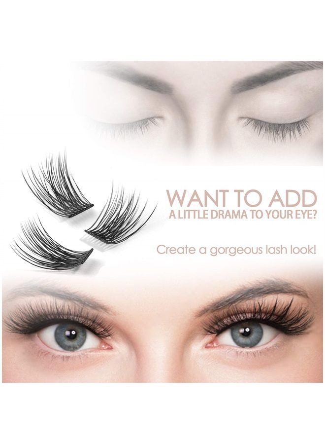 DIY Eyelash Extension, 3D Effect Glue Bonded Individual Lash 12 Clusters Volume Lashes Set, Home Eyelash Extension, C curl Lashes Pack (10MM)