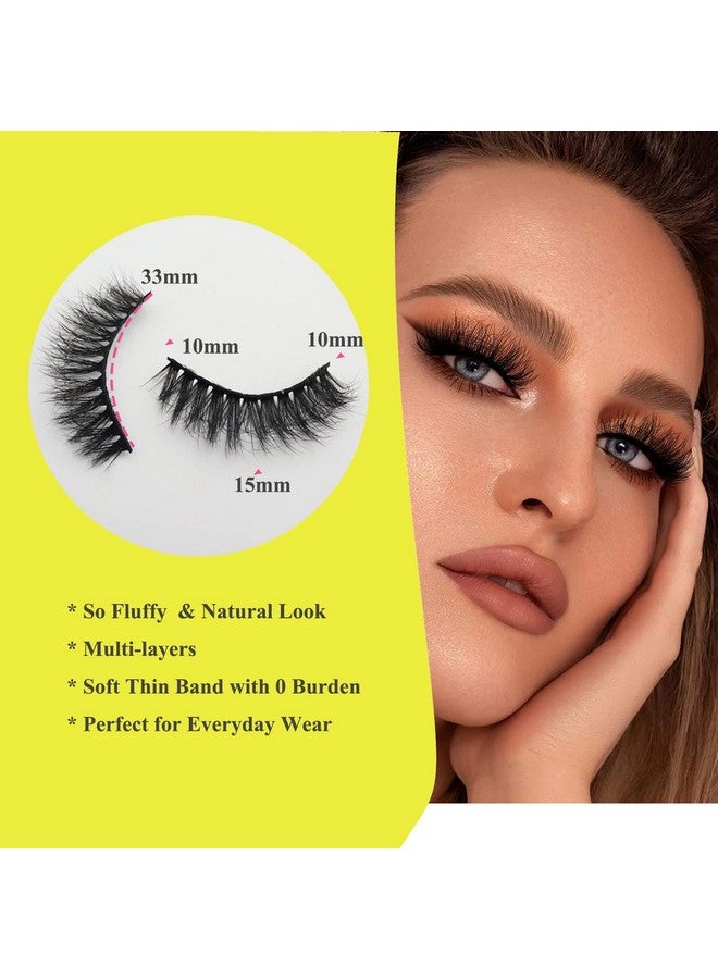 False Eyelash Kit With Lash Glue And Tweezers Mink Lashes Fluffy 15Mm Wispy Fake Lashes Natural Look Soft Handmade Reusable Eyelashes Pack For Women Daily Wear By Daoder(Fluffy Lashes 21)