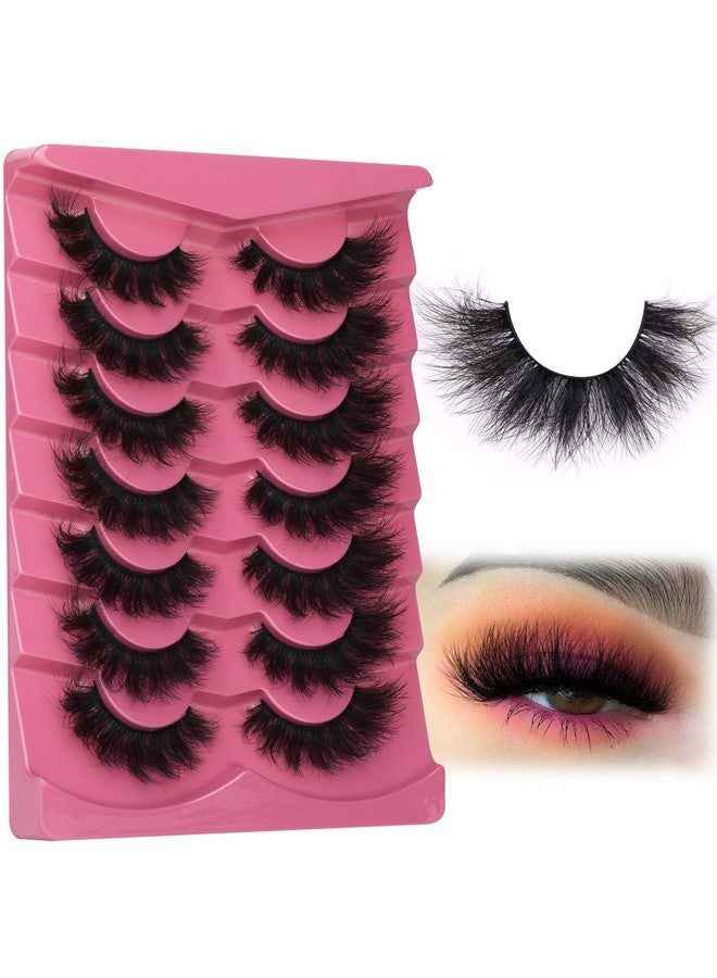 Mink Lashes Fluffy 8D False Eyelashes Wispy Eye Lashes Cat Eye Long 18Mm Dramatic Fanxiton 7 Pairs Pack Volume Thick Faux Mink Lashes Multipack