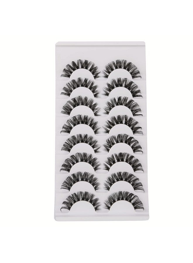 False Eyelashes Cluster Lashes Extension Look Fluffy Lashes Pack D Curl Dramatic Volume Soft Strip Fake Eyelashes 8 Pairs Multipack