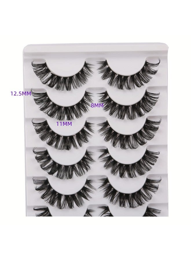 False Eyelashes Cluster Lashes Extension Look Fluffy Lashes Pack D Curl Dramatic Volume Soft Strip Fake Eyelashes 8 Pairs Multipack