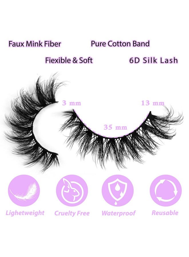 Mink Lashes Cat Eye Fluffy False Eyelashes D Curl Russian Strip Lashes Pack Soft Wispy False Lashes 8 Pairs Multipack