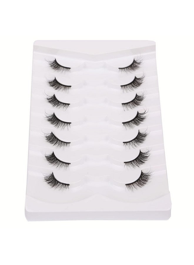 Fluffy Half Lashes Wispy Short False Eyelashes Natural Look Cat Eye Lashes Pack 3D Crisscrossed Lashes Strips 7 Pairs Multipack