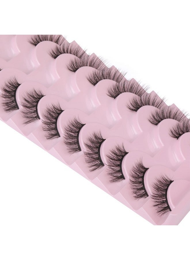 Half Lashes Natural Look Wispy 10 Pairs Cat Eye Lashes 3D False Eyelashes Fluffy Soft 15Mm Short Faux Mink Lashes Sets Pack