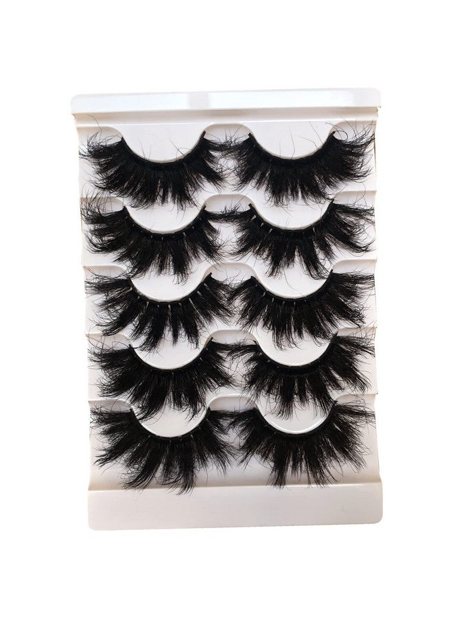 False Eyelashes Fluffy 25Mm Lashes Dramatic Faux 3D Mink Lashes Pack Long Thick Volume Crisscrossed Soft False Lashes 5 Pairs Multipack