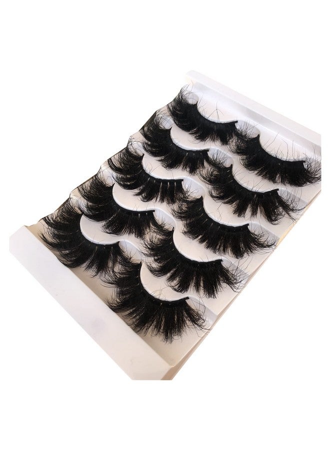 False Eyelashes Fluffy 25Mm Lashes Dramatic Faux 3D Mink Lashes Pack Long Thick Volume Crisscrossed Soft False Lashes 5 Pairs Multipack