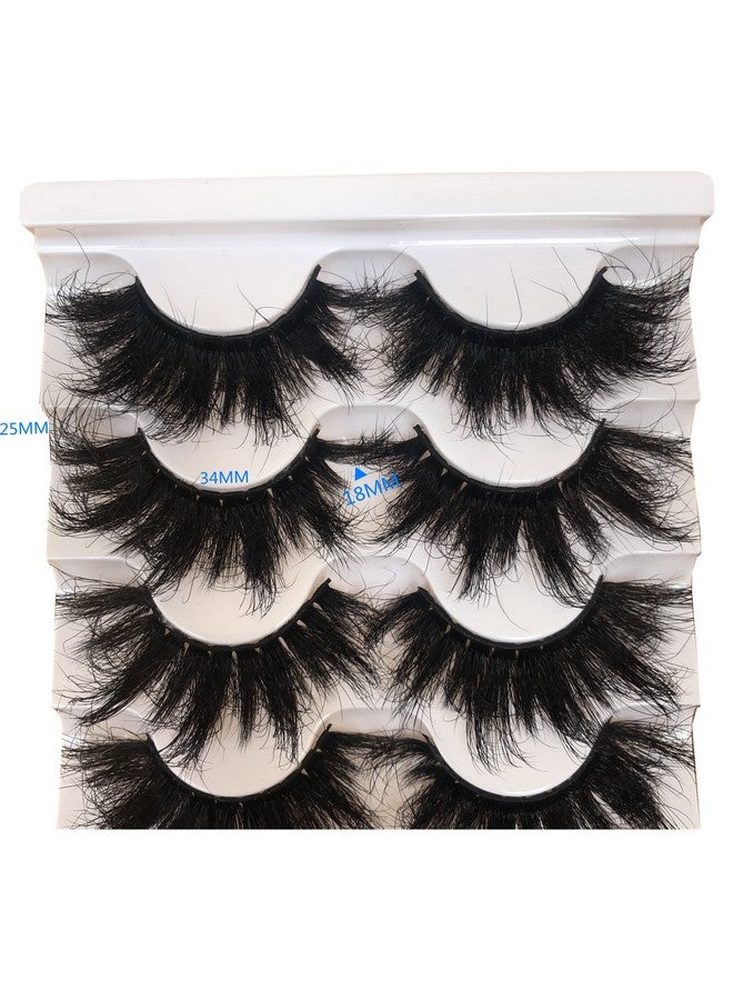 False Eyelashes Fluffy 25Mm Lashes Dramatic Faux 3D Mink Lashes Pack Long Thick Volume Crisscrossed Soft False Lashes 5 Pairs Multipack