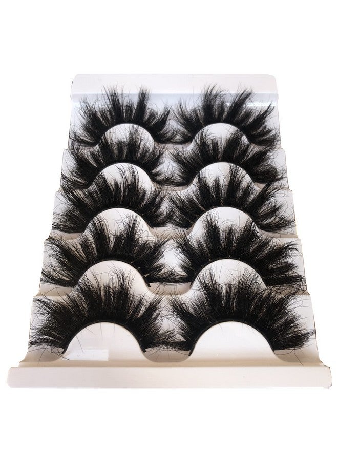 False Eyelashes Fluffy 25Mm Lashes Dramatic Faux 3D Mink Lashes Pack Long Thick Volume Crisscrossed Soft False Lashes 5 Pairs Multipack