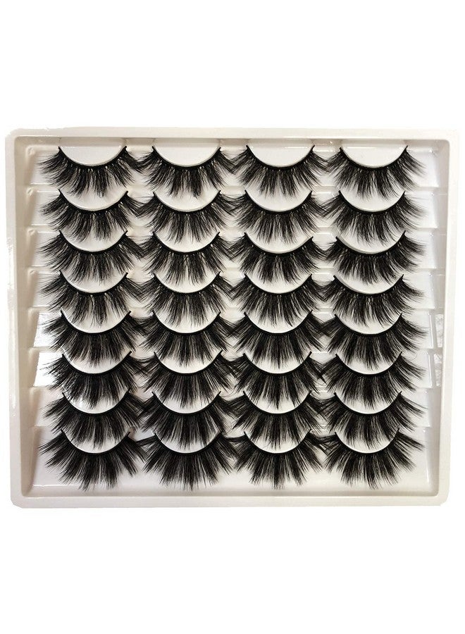 Lashes False Eyelashes Fluffy Dramatic 20Mm Faux Mink Lashes Pack 16 Pairs Wispy Long Thick Strip Eye Lashes Multipack