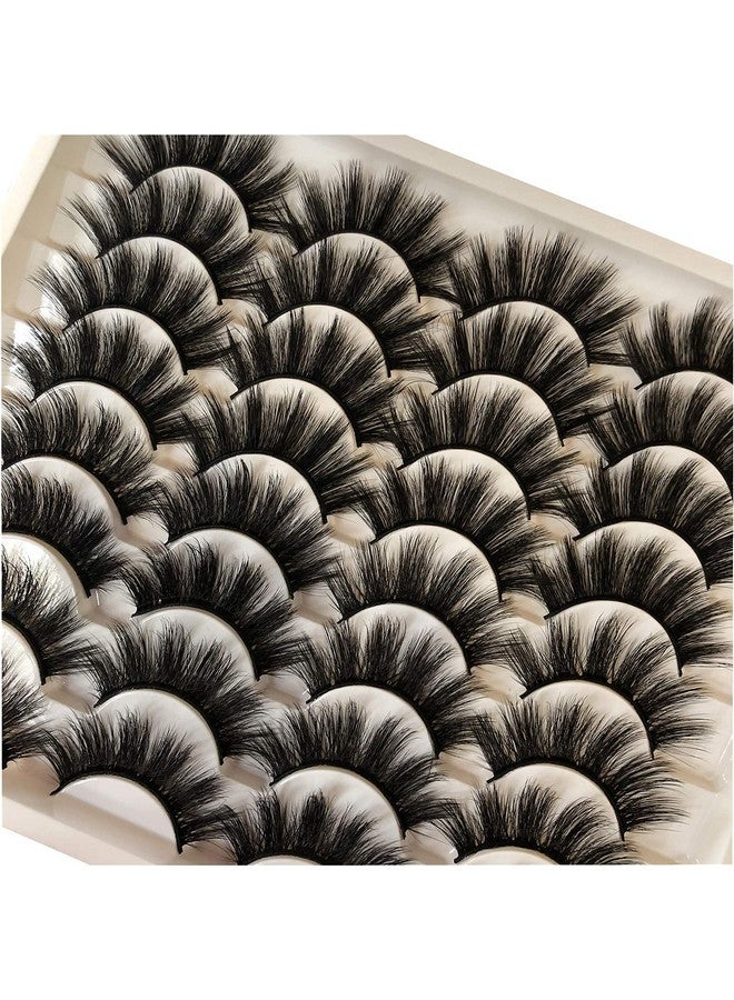 Lashes False Eyelashes Fluffy Dramatic 20Mm Faux Mink Lashes Pack 16 Pairs Wispy Long Thick Strip Eye Lashes Multipack