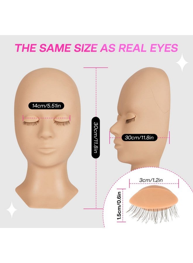 Lash Mannequin Head, Calailis Mannequin Head, Eyelash Extension Mannequin Head, Doll Head For Lash Extensions, Eyelash Mannequin Head With 4 Pairs Removable Eyelids (Skin Colour)