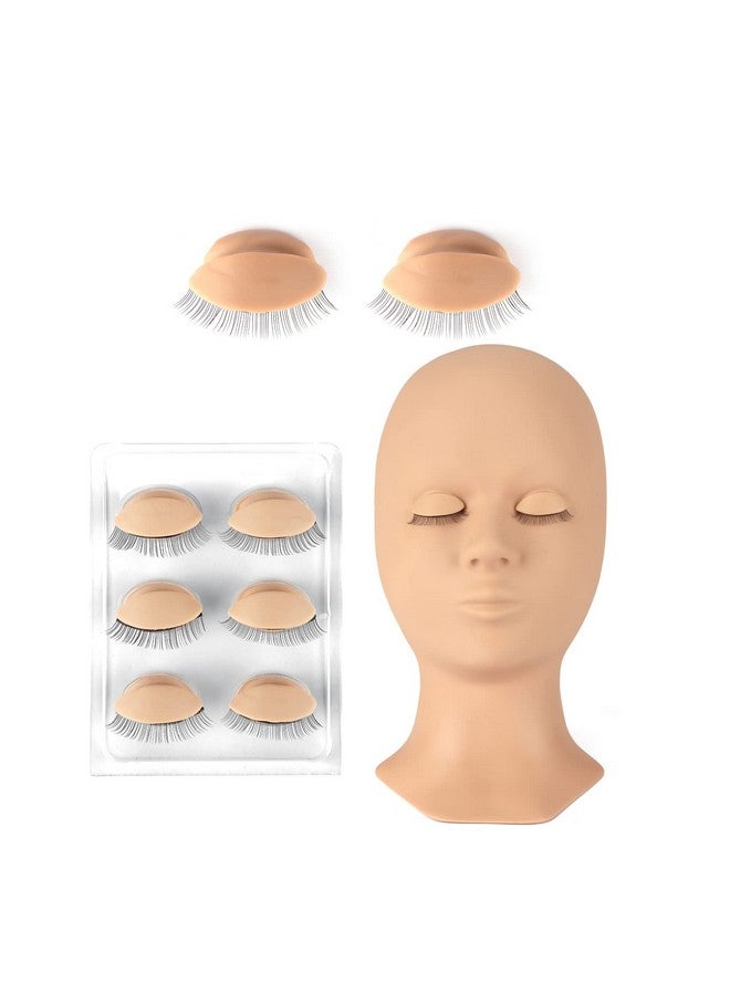 Lash Mannequin Head, Calailis Mannequin Head, Eyelash Extension Mannequin Head, Doll Head For Lash Extensions, Eyelash Mannequin Head With 4 Pairs Removable Eyelids (Skin Colour)