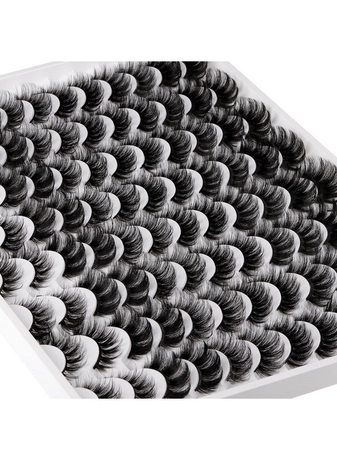 False Eyelashes 48 Pairs 6 Styles Mixed Fluffy Curled Fake Eye Lashes Bulk Wholesale Dramatic Thick 5D Wispy Strip Faux Mink Eyelashes Multipack