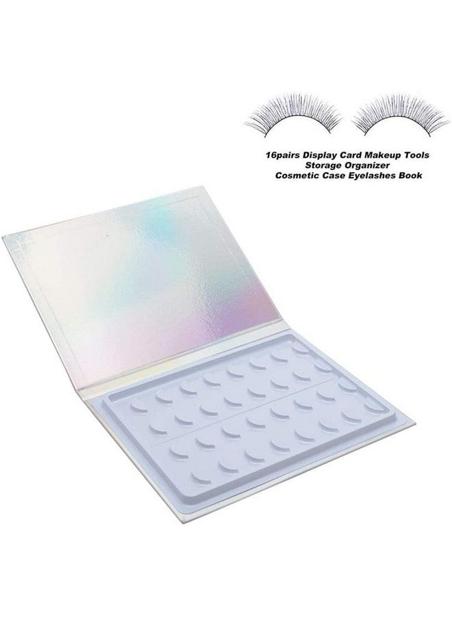 Empty Eyelash Storage Book Glitter Lash Sample Protective Case False Eyelash Display Box Can Holds 16 Pairs False Eyelashes Birthday Or Xmas Gift For Girls Makeup Lovers (Silver)