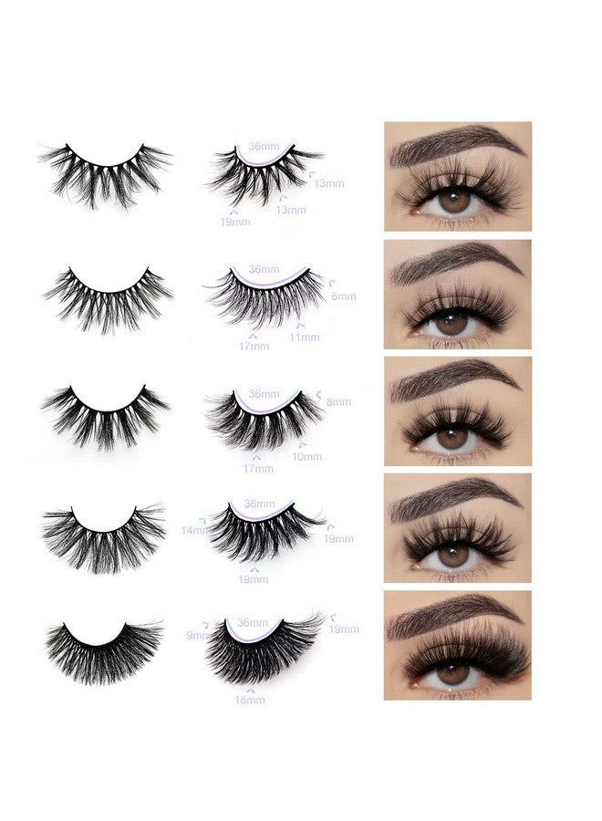 Wholesale Mixed Lashes Pack 3D Faux Mink Eyelashes 5 Style 30 Pairs Fluffy Volume Natural Charming Look Medium Length Eyelashes Cotton Band Handmade Reusable Soft False Eyelashes (5 Styles30 Pairs)